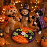 Plaque de distribution de nourriture interactive pour animaux de compagnie, jouet olfactif en forme de pizza pour l'Halloween, enrichissement saisonnier pour chiens et chats