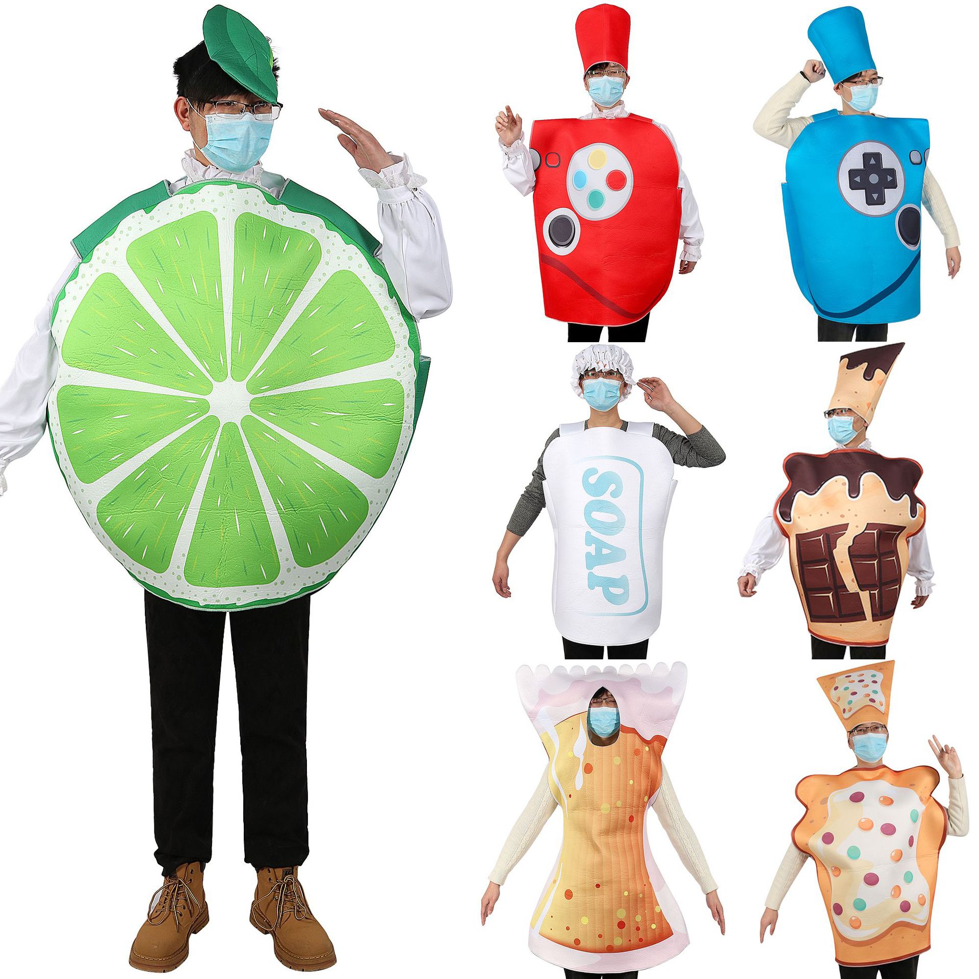 Vendite calde costumi di halloween pane all'uovo bottiglia di birra gioco controller spettacolo di scena costume cosplay bambola costume mascotte