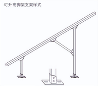 Structure de montage solaire pour toit plat avec inclinaison réglable de 10 à 45 degrés °   Support de montage solaire en acier galvanisé pour bâtiments commerciaux