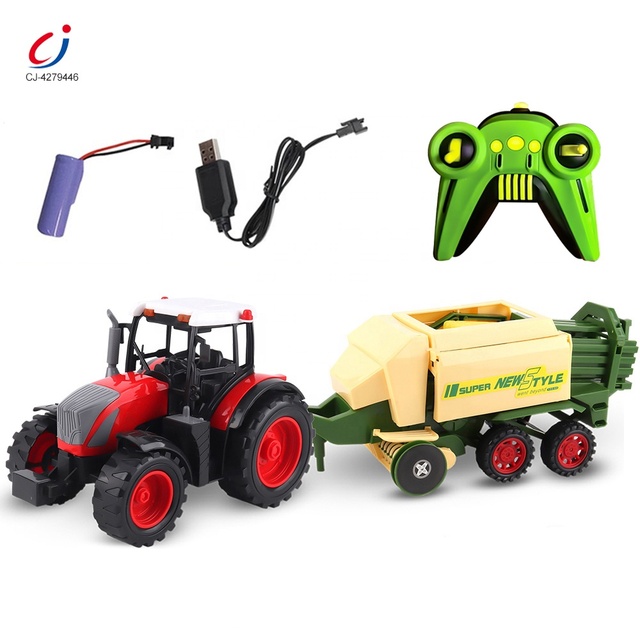 Chengji Remote Control Tractor Farming Vehicle Toy Rechargeable 1/10 Scale 27mhz 4ch Rc Farm Tractor for Kids