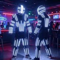 Nachtclub-Party-Performancekleidung Rave Bar LED Leuchtende Blitzanzüge Herren Rüstungskleidung Acryl LED Tanz Weihnachten Geburtstag