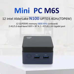 Morefine máy tính mini chơi game mini M6S N100 (lên đến 3.4GHz) 3.2 USB RJ45 máy tính mini HD 12V/3A