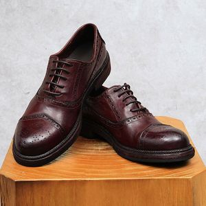 Zapatos Formales de Negocios para Hombre Marpi con Suela de Cuero Cosida Goodyear, Punta Redonda, Casuales, Modernos, Impermeables, Transpirables, Antideslizantes, con Diseño de Parches - Product Image 1