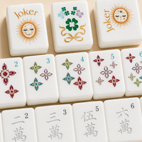 Jeu de Mahjong Portable Écologique Moderne et Élégant à Motifs Floraux Botaniques, Tuiles en Acrylique Blanc, Motif Fleurs et Plantes Printemps-Été