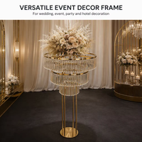 Grand centre de table floral en fer doré à 5 niveaux, style européen, avec bases, 160 cm de haut, pour mariages