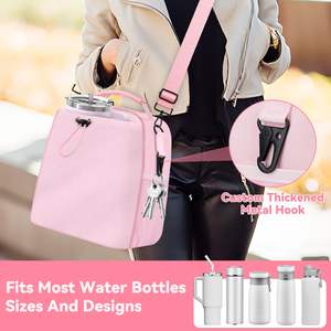 Sac à <span class=keywords><strong>lunch</strong></span> isolé Oxford pliable avec lettres seau capacité 12L fourre-tout étanche 2 crochets métalliques poches latérales en maille sangle réglable - Product Image 5