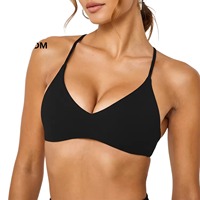 Soutien-gorge de sport sans couture pour femme, col en V, dos à bretelles, respirant, rembourré, crop top fitness, idéal pour la gym, la course et l'entraînement – Vêtement de sport très prisé