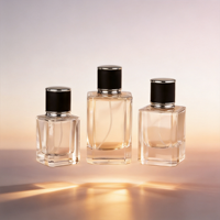 Envase de Perfume Personalizado para Hombre, Rectangular, Degradado Azul, 30ml 50ml 100ml, Botella de Vidrio Vacía con Atomizador, Caja con Estampado en Caliente