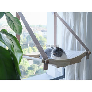 Venta al por mayor hamaca para gatos marco de madera ventosa resistente lona lavable asiento soleado muebles elevados gato ventana cama gato pared - Product Image 5