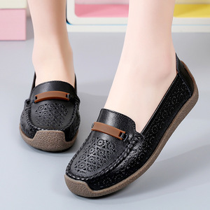 Zapatos de Mujer de Cuero Genuino, Modernos, Estilo Coreano, con Suela Suave, Tipo Mocasín, Talla Grande, Suela Plana, Zapatos para Mamá - Product Image 2