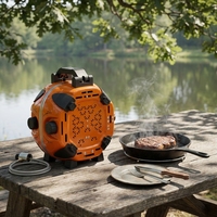 Réchaud de camping pliable avec sac de transport et tuyau, réchaud de camping au propane portable avec allumage et 2 brûleurs réglables