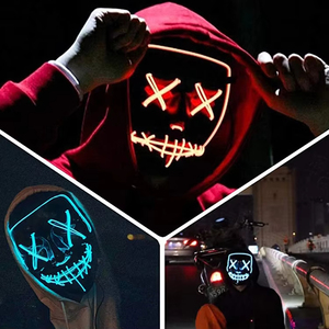 New Product Masque Lumineux Halloween Festival Costume <strong>Scary</strong> Sound Control Glowing <strong>Mask</strong> LED Light up EL Wire <strong>Mask</strong> - Product Image 2