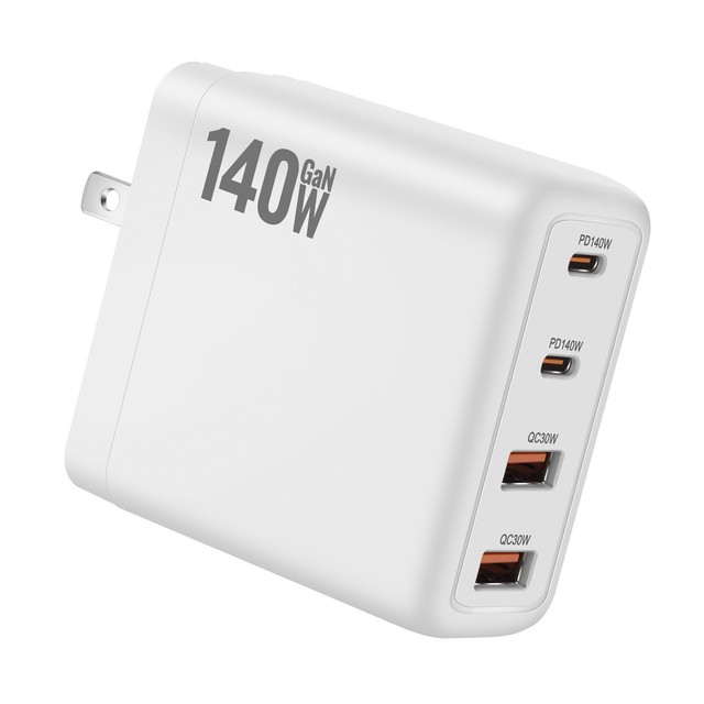 GaN 140W Charger 4-Port Foldable for Laptop MacBook Pro/Air iPad Pro iPhone 16 Pro Galaxy S25/S24 Steam USB C Fast Charger