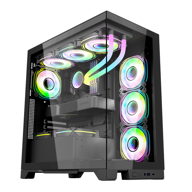 OEM Applicable Motherboard Atx/e-axt PC Transparent Fully Permeable Tempered Glass Computer Case