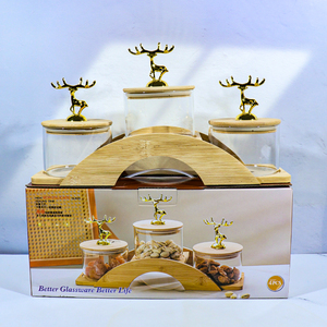 Glass Sealed <strong>Jar</strong> Wholesale Household Coffee Bean <strong>Storage</strong> <strong>Jar</strong> with Wooden Lid Kitchen Glass <strong>Storage</strong> <strong>Jar</strong> Set - Product Image 5