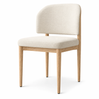 Chaise de salle à manger rembourrée en tissu bouclé crème, chaise d'appoint sans accoudoirs en bois massif pour salle à manger, cuisine, salon et café