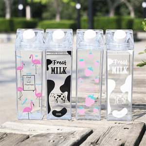 Factory Wholesale Square Shaped Transparent Coloful Chic Milk Carton <b>Clear</b> Plastic <b>Water</b> Drinking <b>Bottle</b> <b>With</b> Custom Logo - Product Image 5