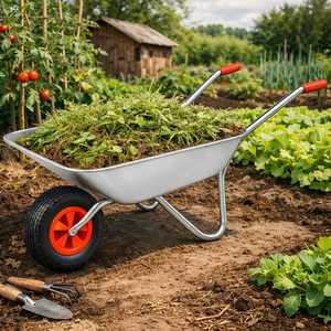Galvanized Steel Wheelbarrow 80 Litre Capacity 100 Kg Load Garden <b>Trolley</b> With Steel Structure - Product Image 6