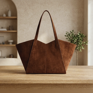 Sac à main spacieux en cuir véritable pour femme, design durable, avec bandoulière, fermeture éclair, personnalisable, souple et léger - Product Image 1