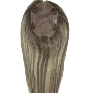 Topper de Cabello Humano Europeo 100% Rubio con Clip, Postizo Kosher Judío de 5x7 Pulgadas con Base de Seda para <span class=keywords><strong>Mujer</strong></span> - Product Image 2