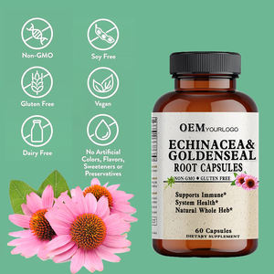 Capsule di <span class=keywords><strong>Echinacea</strong></span> per Adulti, Integratore Alimentare Naturale a Base di Erbe, 60 Capsule/Flacone, Supporto Immunitario - Product Image 3
