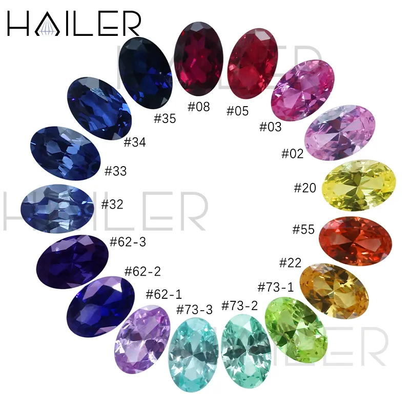 Hailer – pierre précieuse de croissance en laboratoire, vente en gros, forme ovale, hydrothermique, corindon synthétique, saphir, pierres en vrac