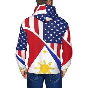 Fitspi Vente en gros American Philippine Drapeau Hoodies Mans Femmes Sweats Full Zip Pull Sweat À Capuche