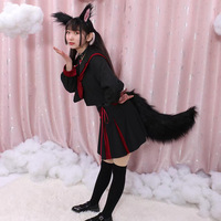 Accessoires de cosplay en peluche faits à la main, grandes oreilles et queue de loup pour Halloween, queue de renard en peluche