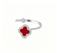 Bagues de mode pour femmes en argent sterling 925 plaqué or 18 carats, motif trèfle rotatif anti-anxiété