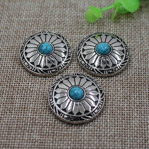 Hoa màu Ngọc Lam conchos bạc mạ đúc đồng xu nút với vít trở lại - Product Image 3