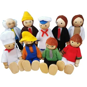 新款儿童9pcs家庭职业玩偶套装玩具玩偶屋配件生日派对礼物