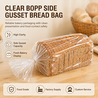 Sacs d'emballage alimentaire transparents pour boulangerie, personnalisables avec logo, en OPP/CPP, à soufflets latéraux, pour pains et pains de mie