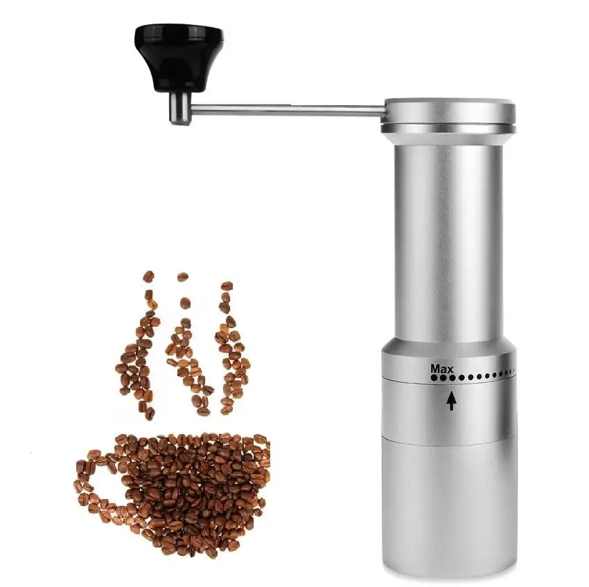مطحنة القهوة مع لدغ مخروطي الشكل من الفولاذ المقاوم للصدأ ، مطحنة قهوة يدوية مخصصة