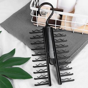 Tie Rack 20 Slot Hook Type Wardrobe Organizer For Ties Belts Scarves Storage Black ABS Plastic - Product Image 4