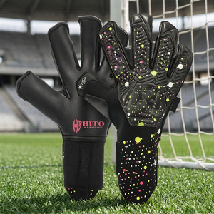 Nouveaux gants de gardien de but de football professionnels, paume avant 4 mm en Letax allemand et dos en silicone injecté, coupe hybride, sangle amovible - Product Image 4