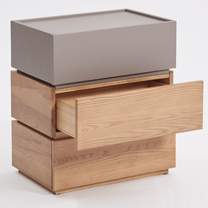 Cajones de madera maciza para dormitorio y sala de estar, armarios apilables de almacenamiento, mesa lateral de madera natural - Product Image 1