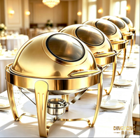 Plat à chafing rond en acier inoxydable de haute qualité avec pieds en forme de tigre et couvercle en verre à clapet, chauffe-plats de buffet, réchaud à alcool pour hôtel