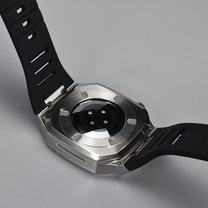 Luxe 44mm 45mm bracelet en silicone élastique en acier inoxydable montre intelligente étuis de protection pour Apple Watch série 8 7 6 5 <span class=keywords><strong>4</strong></span> - Product Image 5