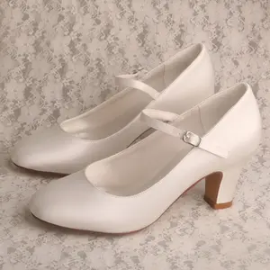 Scarpe Mary Jane con Tacco a Spillo in Raso, Tendenza Moda, Taglia 7, Antiscivolo, Fodera in PU, Cinturino con Fibbia, Tacco Alto (5cm-8cm), Primavera Estate - Product Image 1