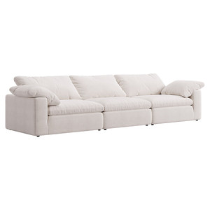 Conjunto de Sofá en Forma de L |   Funda Lavable Extraíble de Tela de Lino <span class=keywords><strong>y</strong></span> Algodón Estilo Wabi-Sabi Crema para Sala de Estar Modular GF808 - Product Image 4