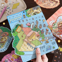 Aquascape-Décalcomanies de scènes d'anime 3D, 3 feuilles par paquet, avec impression UV, scènes miniatures, scrapbooks pour décoration de vacances