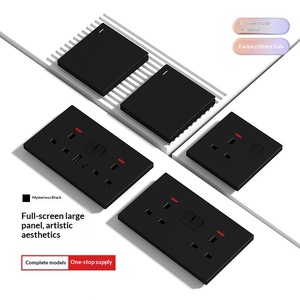 Prise électrique britannique standard 86, trois trous, <span class=keywords><strong>double</strong></span> <span class=keywords><strong>USB</strong></span>, panneau d'alimentation, multifonctionnel, gris, 13A - Product Image 4