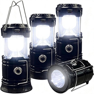 Lanterne de camping LED pliable portable, lampe torche légère, étanche, en ABS, rechargeable solaire/USB, kit de survie, lot de 4 - Product Image 1