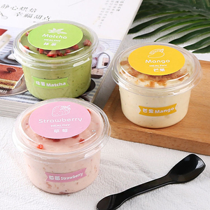 Wholesale Custom disposable salad container transparent fruit takeout box round cake dessert jelly plastic box ice cream cup