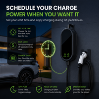 Nouveau chargeur EV portable 7KW 32A Type 2 Niveau 2, courant réglable, IP65, gaine en TPU, écran LCD de 1,8 pouce, prise CEE, voiture électrique