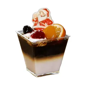 Disposable Mini lebensmittel lagerung container BPA freies Clear Square 8.11 unzen Plastic Dessert Cups mit deckel