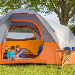 Tente de camping familiale Da Niu à double couche ventilée, style cabine, en tissu Oxford, utilisable en quatre saisons, avec fenêtres/porte en maille imperméables - Product Image 1