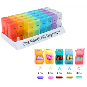 Caja <span class=keywords><strong>de</strong></span> pastillas Montly Am Pm, caja organizadora <span class=keywords><strong>de</strong></span> pastillas, almacenamiento <span class=keywords><strong>para</strong></span> 7 días, embalaje <span class=keywords><strong>de</strong></span> 32 compartimentos <span class=keywords><strong>para</strong></span> organizador portátil <span class=keywords><strong>de</strong></span> viaje - Product Image 4