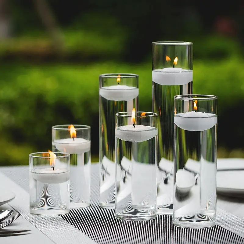 Wedding Cylinder Vases Glass Candle Holder Party Wedding Decoration Table Centerpieces Water Floating Candles Wedding Decor