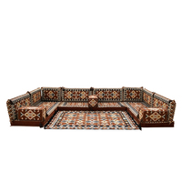 Ensemble de canapés modulaires carrés de style arabe Majlis de qualité supérieure avec mousse haute densité et tissu marron pour salon
